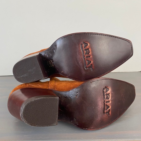 Ariat Women Dixon Western Suede Leather Ankle Boots Size 8.5B Cognac Cowgirl NEW - Picture 6 of 9